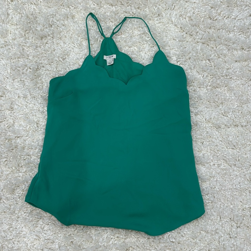 Scalloped bright emerald green tank